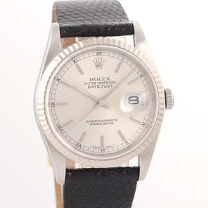 Rolex DateJust 36mm 16234 Steel Silver Dial 18k White Gold Fluted Bezel Watch