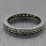 1930's Antique Art Deco Platinum 1ctw Diamond Eternity Wedding Band Ring