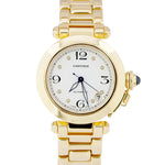 MINT Cartier Pasha 18K Yellow Gold Automatic Swiss 35mm White Dial Watch 1035