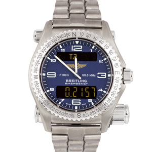 MINT Men's Breitling Emergency Mission Titanium E56121 BLUE 43mm Watch E56321