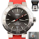 Oris Aquis Date Relief 01 733 7730 4153 Red Rubber Stainless Gray 43.5mm Watch
