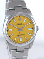 NEW 2021 PAPERS Rolex Oyster Perpetual 41mm Yellow Stick Oyster Watch 124300 Box