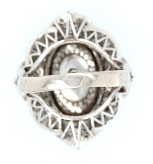 GIA 7.90ct Jadeiete Jade & Diamond Cocktail Ring in 14k White Gold | Size 6.75