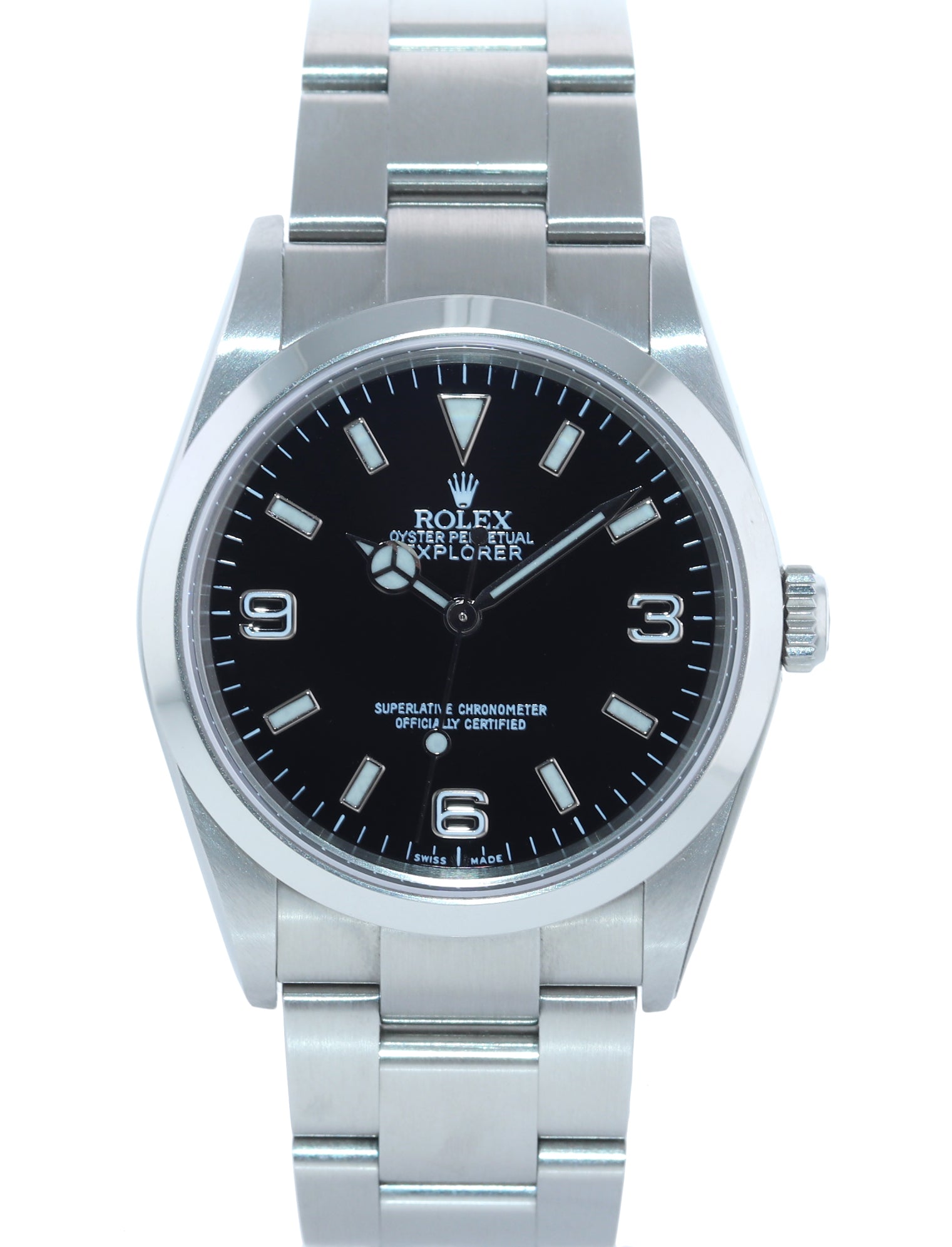 2006 PAPERS Rolex Explorer I Black 36mm 114270 Steel Black Arabic Lume Watch