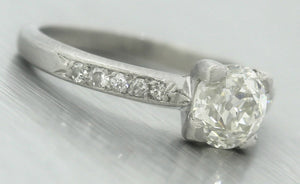 Antique Art Deco 1.30ctw Old European Diamond Platinum Engagment Ring EGL USA