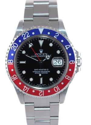 UNPOLISHED 2002 Rolex GMT-Master II Pepsi Steel Blue Red 16710 Watch SEL Box