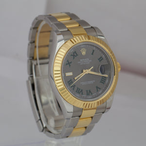 2013 UNPOLISHED Rolex Datejust II 2 WIMBLEDON 18K TwoTone Gold 41mm Watch 116333
