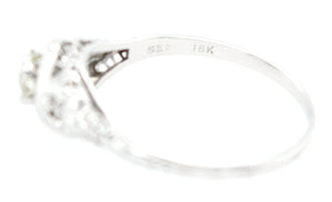 Antique Art Nouveau 0.36ct Solitaire Diamond Filigree Engagement Ring in 18k White Gold