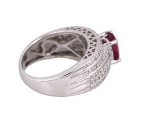 Women's Modern 14K White Gold 2.17ctw Pink Rhodolite Diamond Cocktail Ring