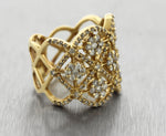 Lovely Ladies Effy 14K Yellow Gold 1.71ctw Cluster Diamond Floral Band Ring