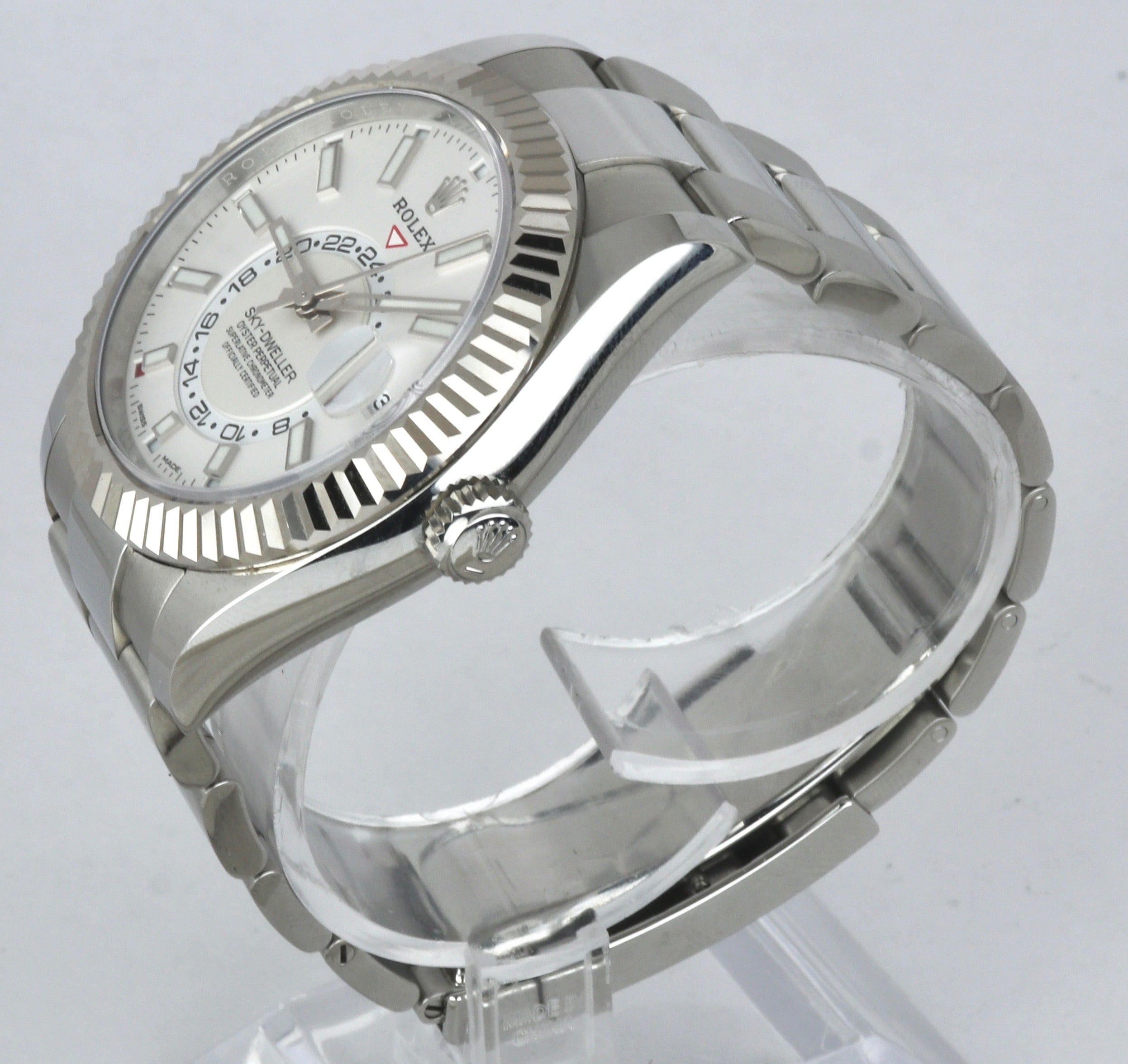 DEC 2019 Rolex Sky-Dweller Stainless 18K White Gold Silver 326934 42mm Watch