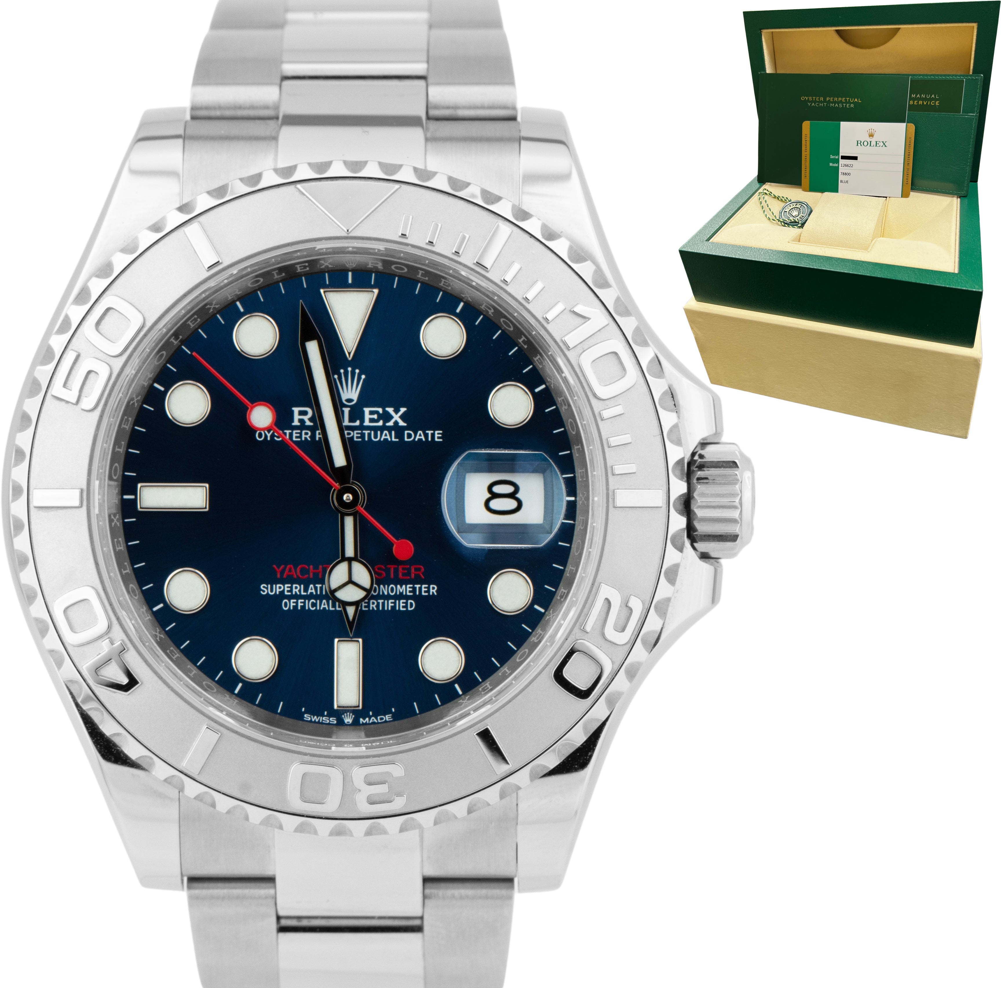 Rolex Yacht-Master 40mm Blue Stainless Steel Oyster Dive Watch 126622 BOX CARD