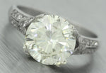 Ladies Art Deco Platinum 3.28ct Round Brilliant Diamond Engagement Ring GIA VVS2