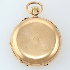Antique H. Moser & Cie Solid 14k Yellow Gold White Roman Hunter Pocket Watch