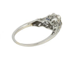 Art Deco 14K White Gold 0.33CT Solitaire Diamond Sapphire Engagement Ring