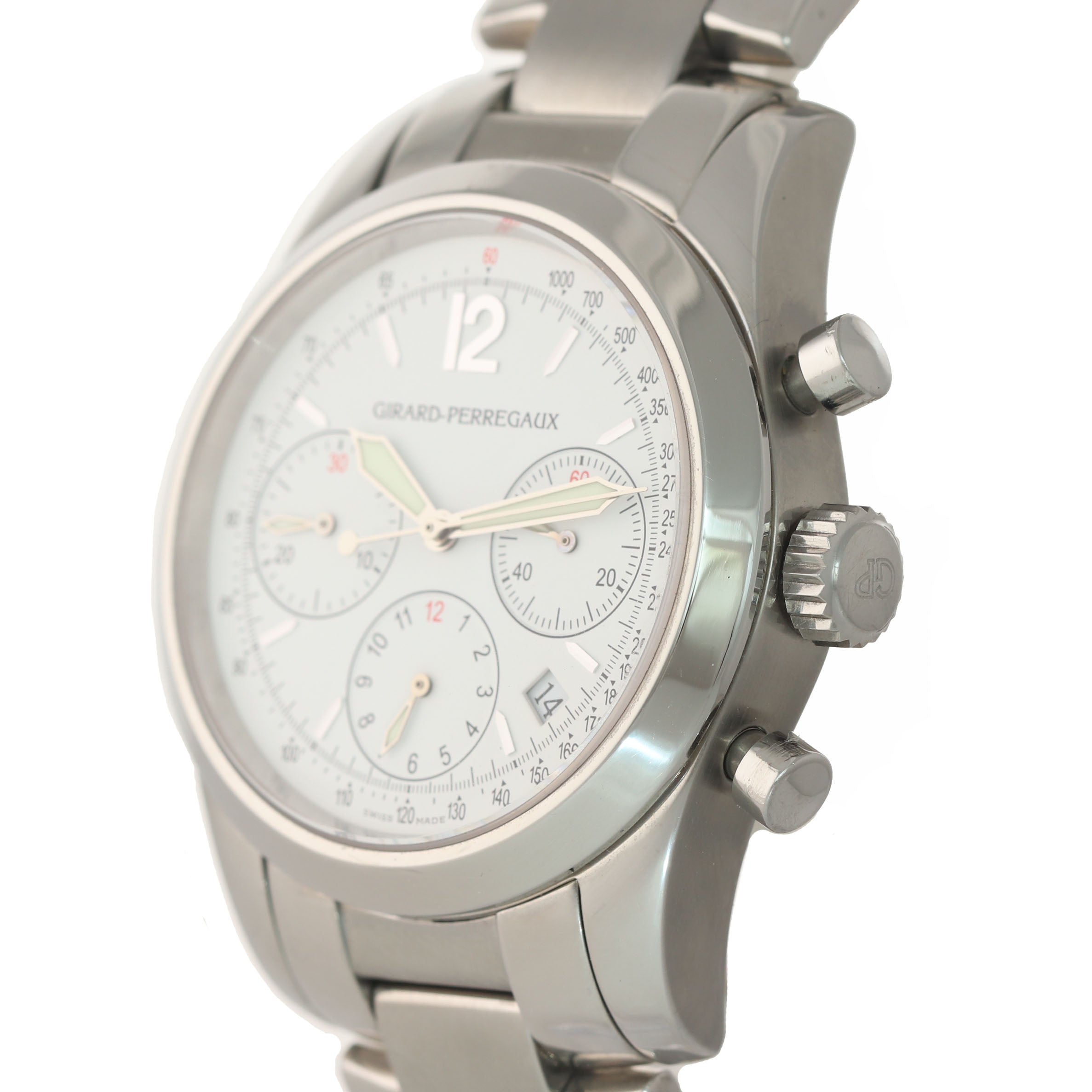Girard Perregaux Sport Automatic Chronograph 4956 40mm White Steel Date Watch