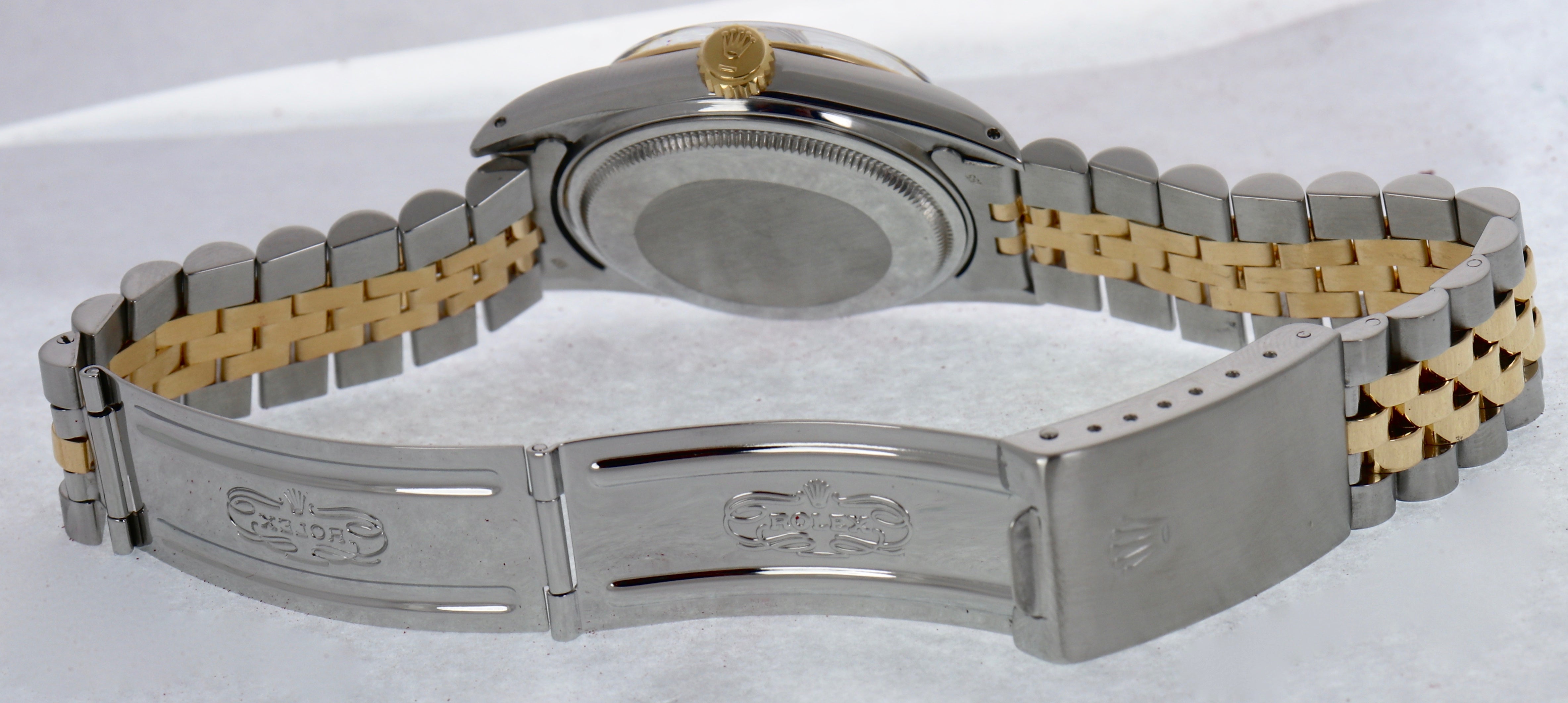 Mint Rolex DateJust 36mm 16013 White Roman 18K Two-Tone Gold Steel Jubilee Watch