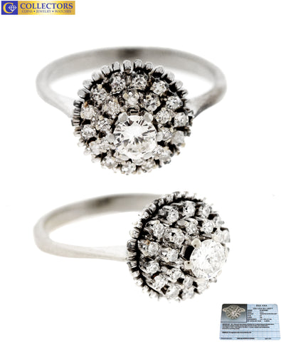 Lovely Ladies Estate 18K White Gold 0.45ctw Diamond Cluster Engagement Ring EGL
