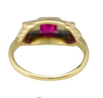 Ladies Vintage 14K Yellow White Gold 0.06ctw Lab-Created Ruby Diamond Ring