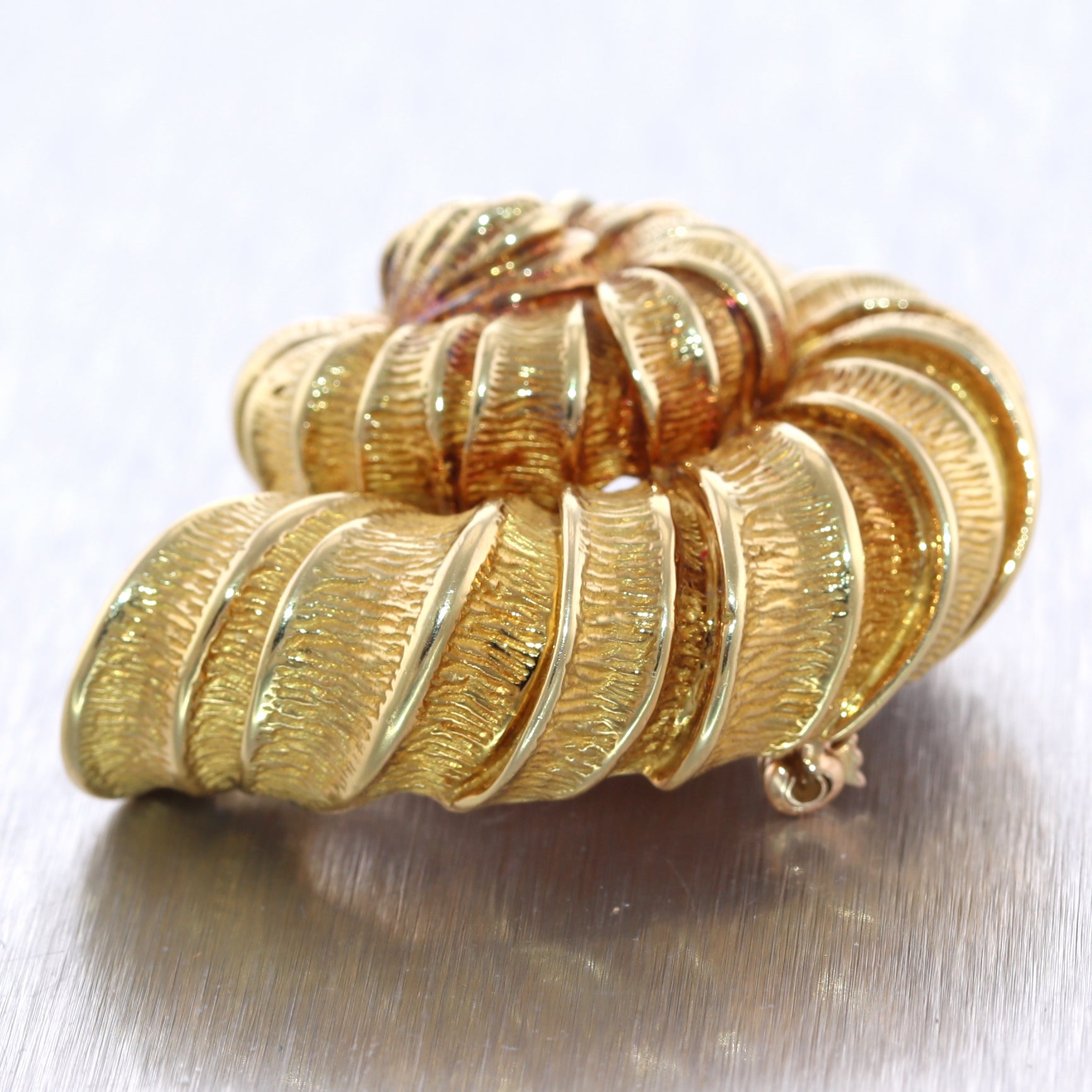 Vintage Estate Tiffany & Co. 18k Yellow Gold Spiral Shell Brooch Pin