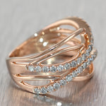 LeVian 14k Rose Gold 1ctw Diamond Wave Ring