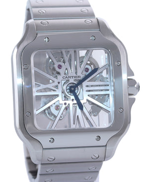 PAPERS NEW 2020 Cartier Santos SKELETON 40mm Manual Steel Watch Box
