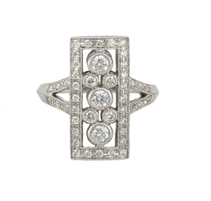 Women's Modern 14K 585 White Gold 1.02ctw Diamond Ornate Milgrain Cocktail Ring