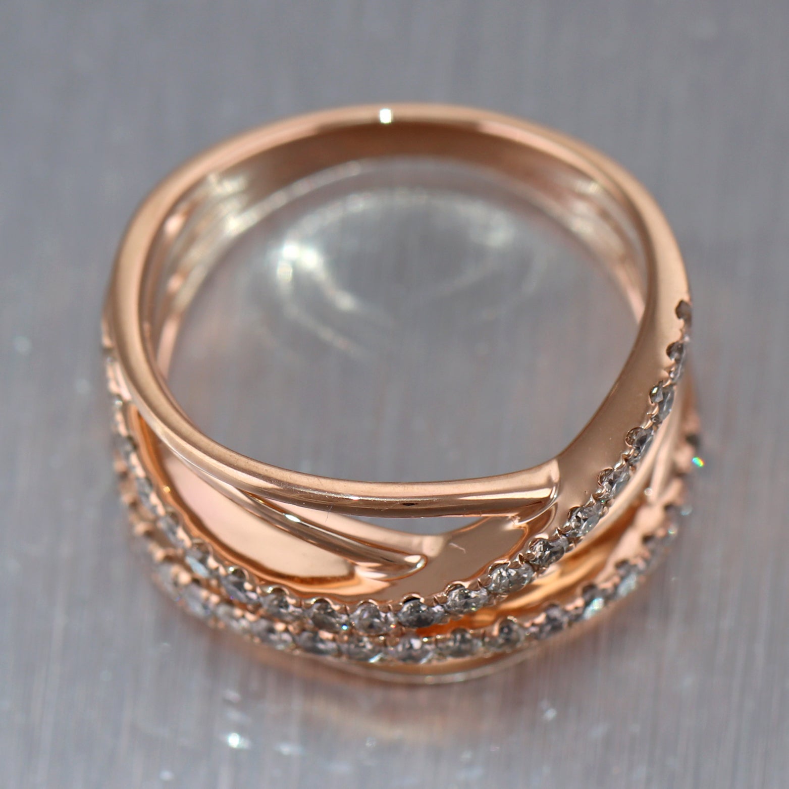 LeVian 14k Rose Gold 1ctw Diamond Wave Ring