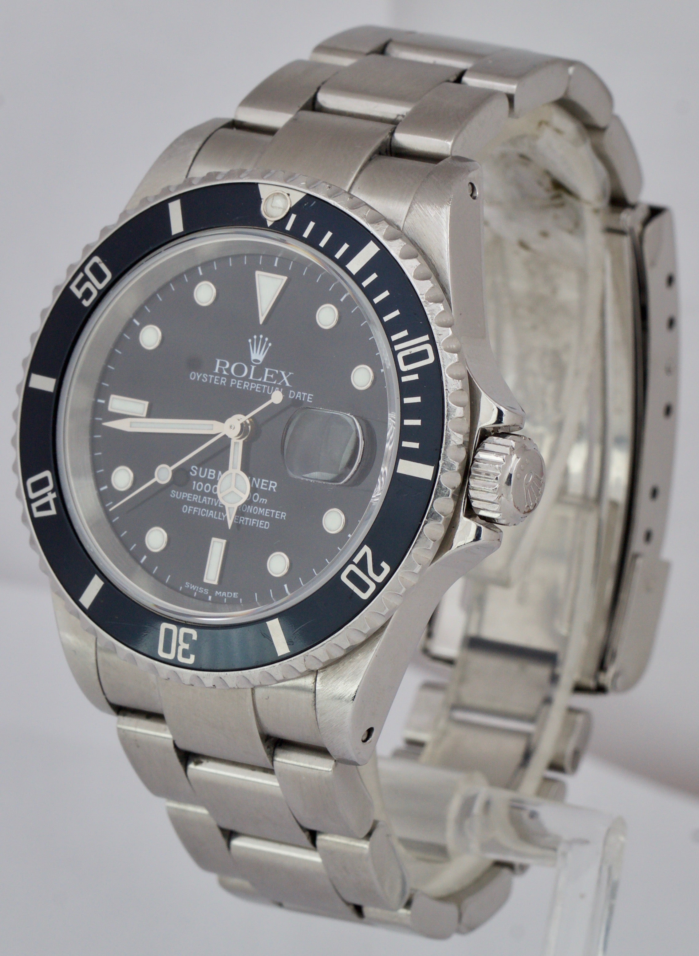 2003 Men's Rolex Submariner Date 16610 40mm Black Stainless Steel SEL Watch B+P