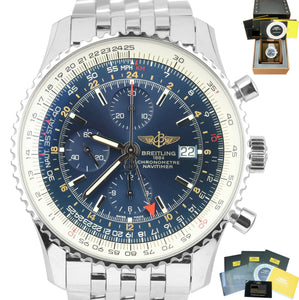 2018 Breitling Navitimer World GMT Stainless Blue 46mm A24322 Chronograph Watch