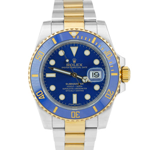 Rolex Submariner Date Ceramic Two-Tone Gold Stainless Steel Blue Watch 116613 LB