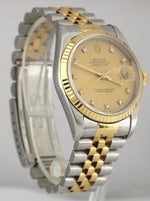 Rolex DateJust 36mm TwoTone CHAMPAGNE DIAMOND 18K Gold Steel Jubilee Watch 16233