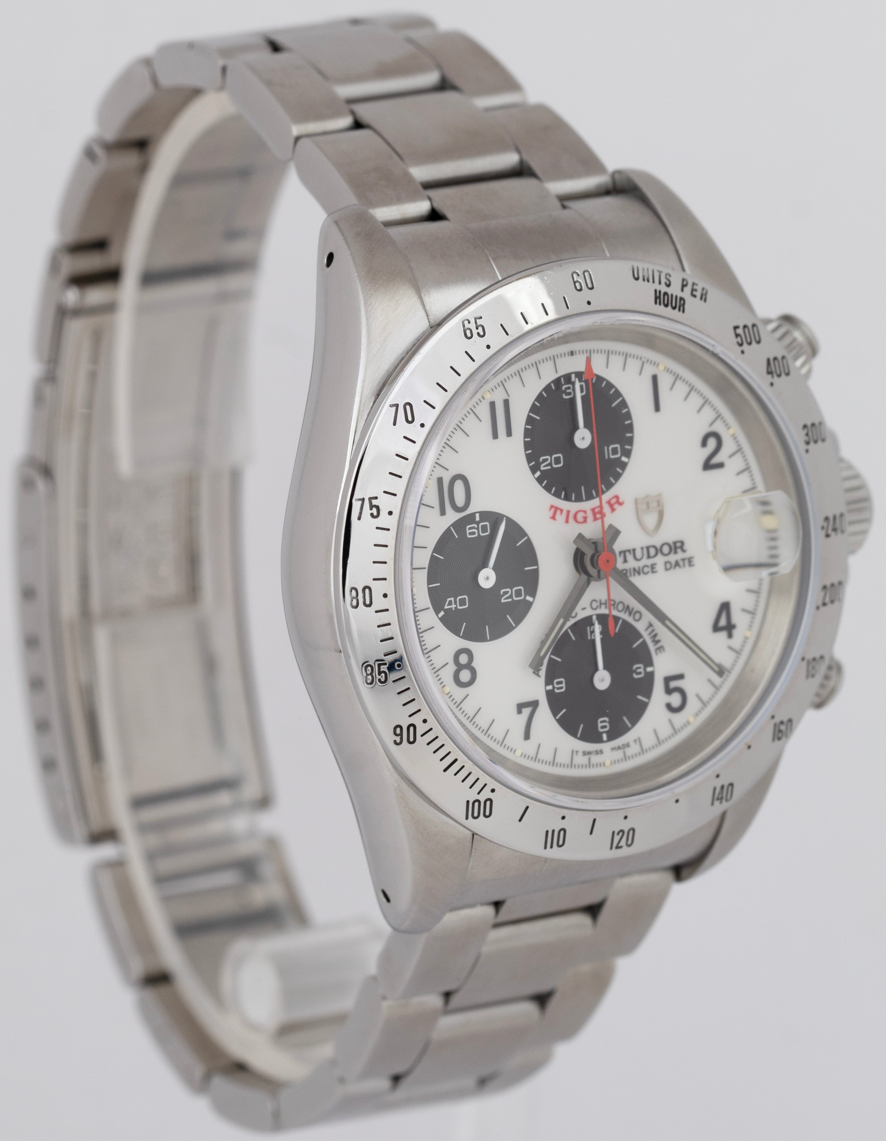 Tudor Prince Date Chronograph Tiger Silver 79280 P 40mm Stainless Steel Watch