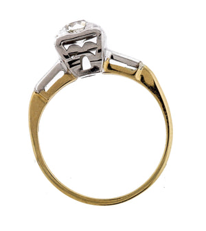 Ladies Vintage Estate 14K Yellow Gold 0.38ct Diamond Solitaire Engagement Ring