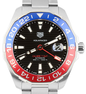 Tag Heuer Aquaracer Calibre 7 GMT Pepsi Stainless 43mm WAY201F Automatic Watch