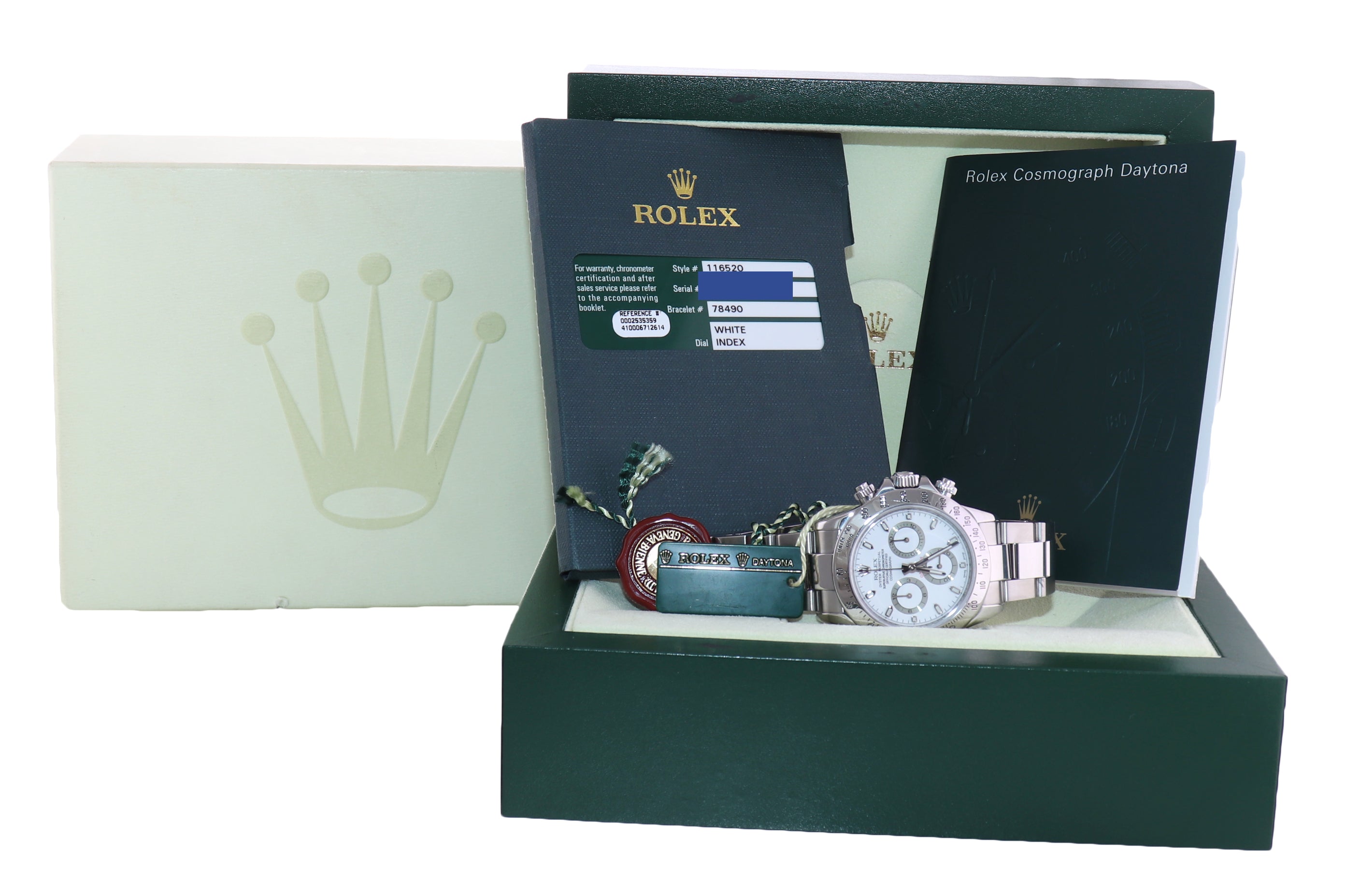 MINT 2008 PAPERS Rolex Daytona 116520 White Dial Steel 40mm Watch Box