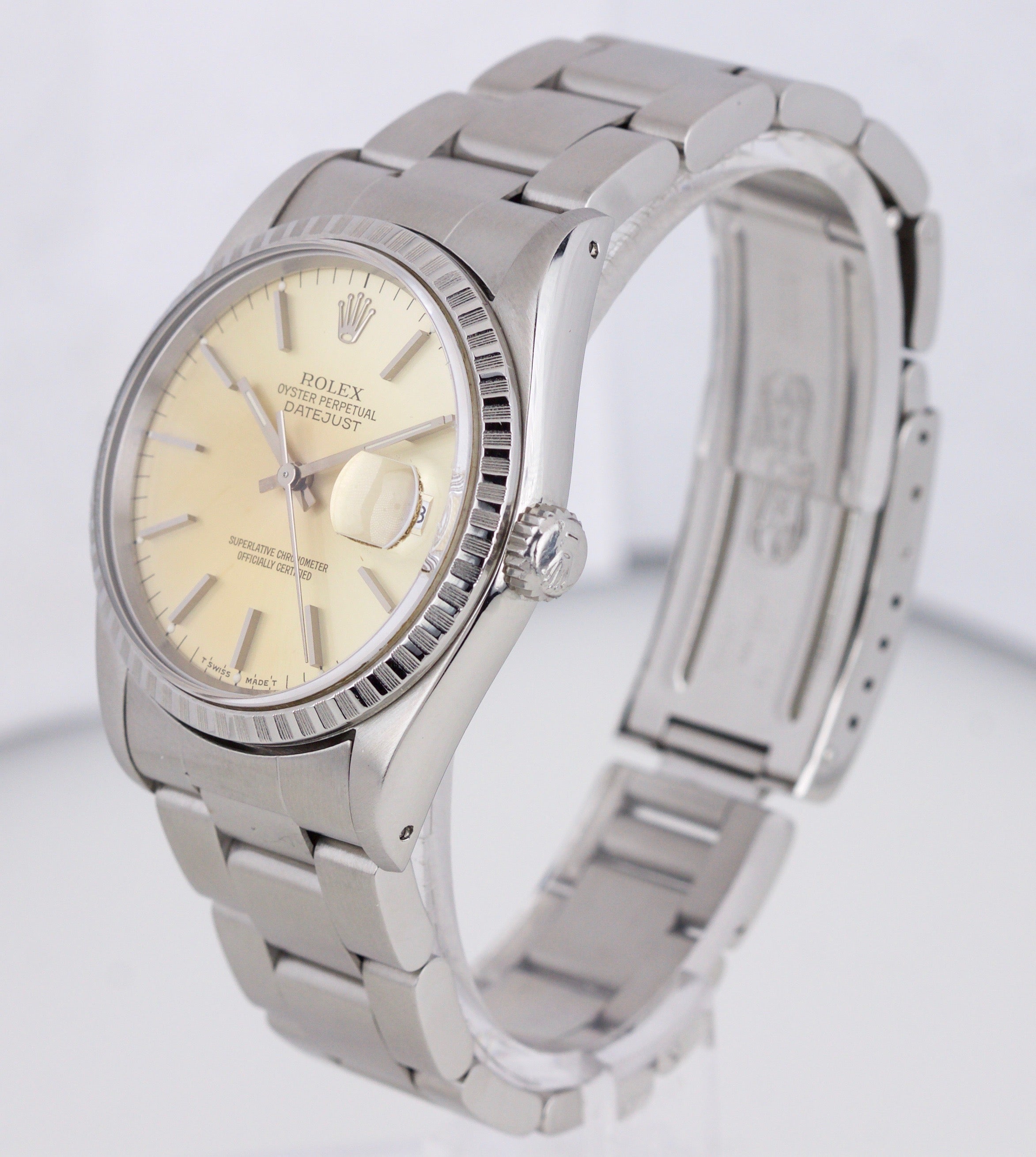 1994 Rolex DateJust Silver Tone Patina 36mm S 16220 Stainless Steel Oyster Watch