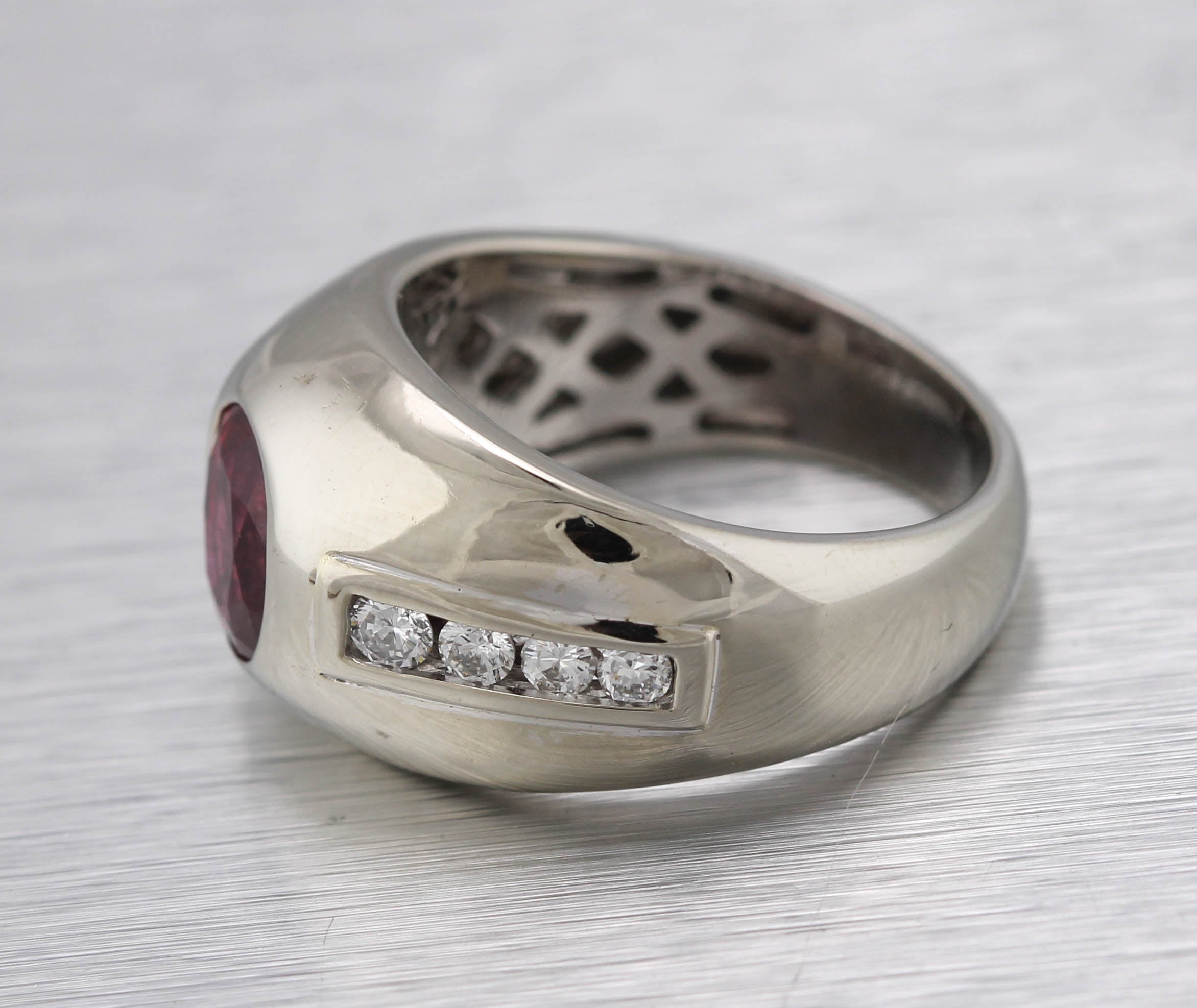 Men's Vintage Estate 14K White Gold 1.26ctw Ruby Diamond Statement Ring