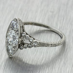 1920s Antique Art Deco Estate Platinum 1.41ctw Diamond Engagement Ring EGL $7300