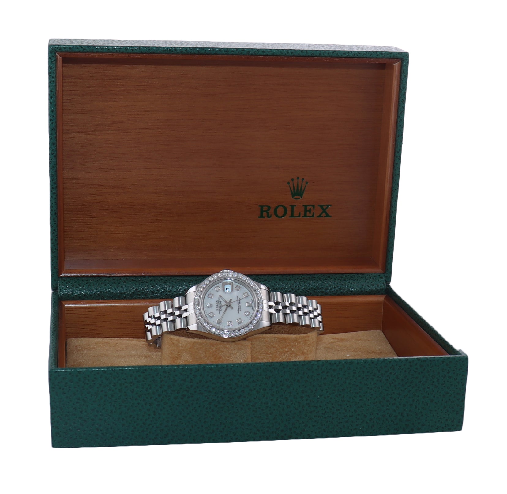 Ladies Rolex DateJust 26mm Stainless Steel MOP Diamond Jubilee Date Watch 79190