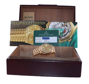 2012 RSC Papers Rolex President Day Date Champagne 18038 Quick Yellow Gold Watch