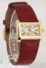 Cartier Tank Divan 2601 31mm 18k Yellow Gold Red Leather Ivory Dial Watch