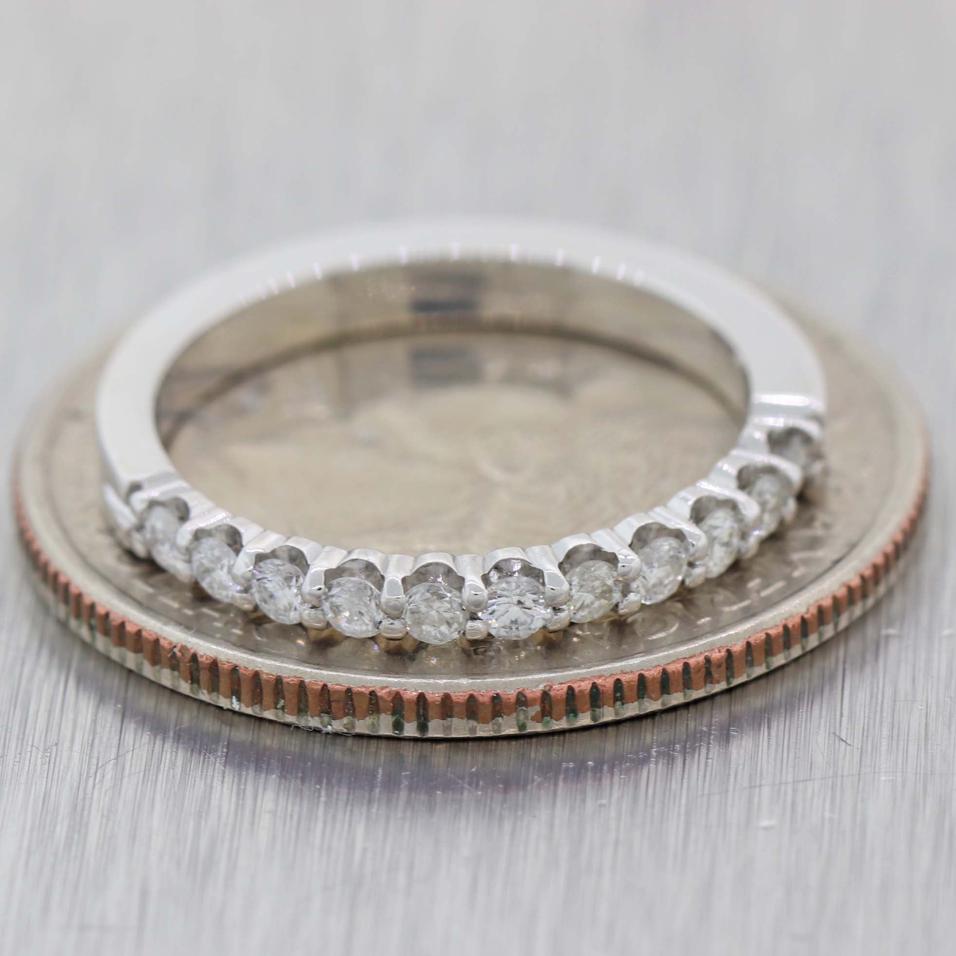 Vintage Estate Platinum .30ctw Diamond 2mm Stackable Wedding Band Ring