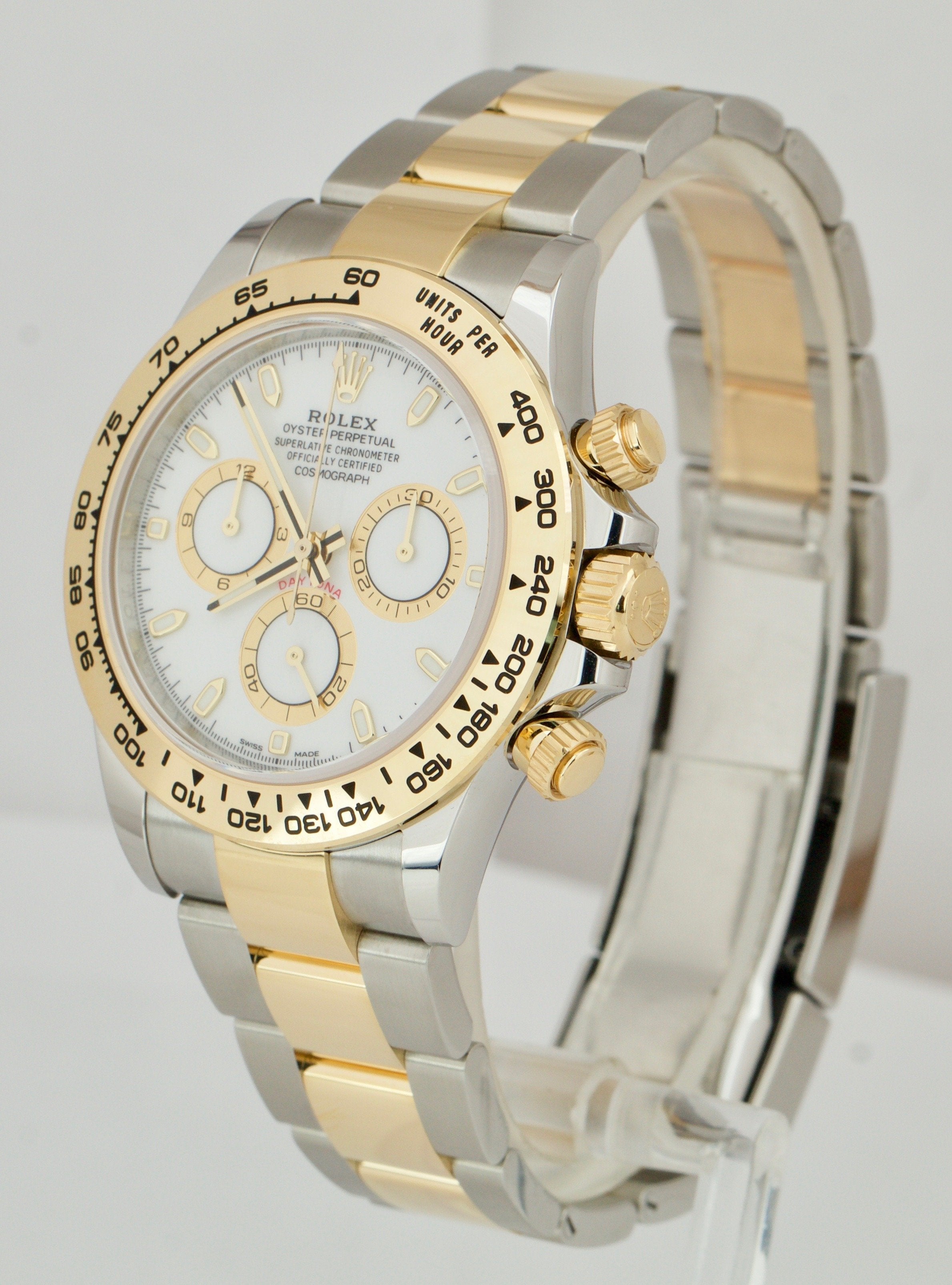 NEW MAR. 2022 Rolex Daytona Two-Tone Gold Steel White Chronograph Watch 116503