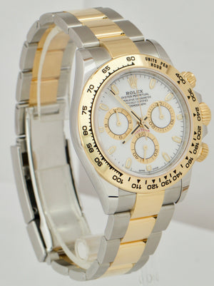 NEW MAR. 2022 Rolex Daytona Two-Tone Gold Steel White Chronograph Watch 116503