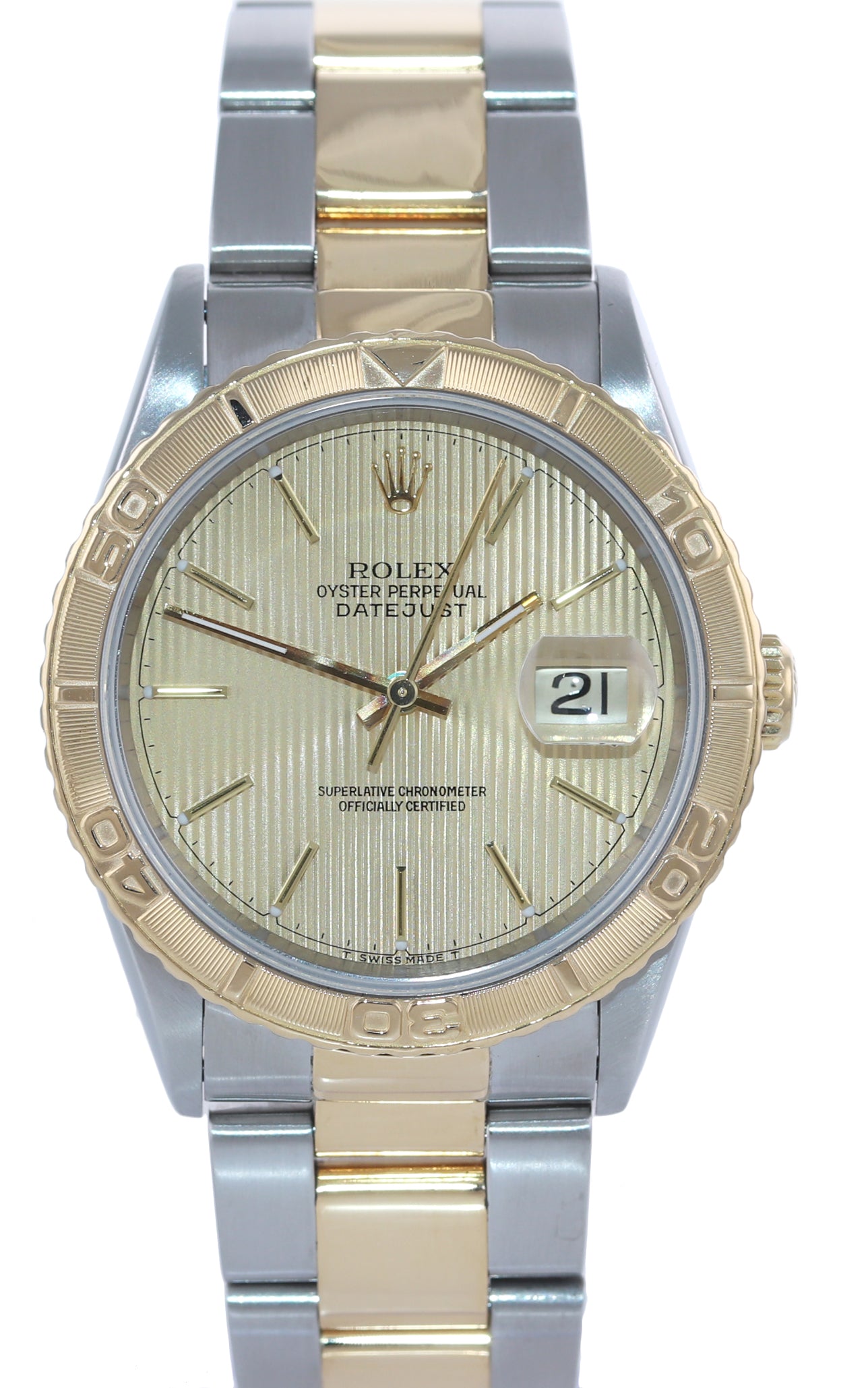 PAPERS Rolex DateJust Turn-O-Graph Champagne 16263 Two Tone Gold Thunderbird Box