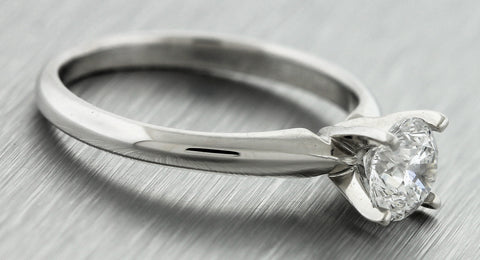 Vintage Estate 18K White Gold Platinum 0.92ct Diamond Solitaire Engagement Ring