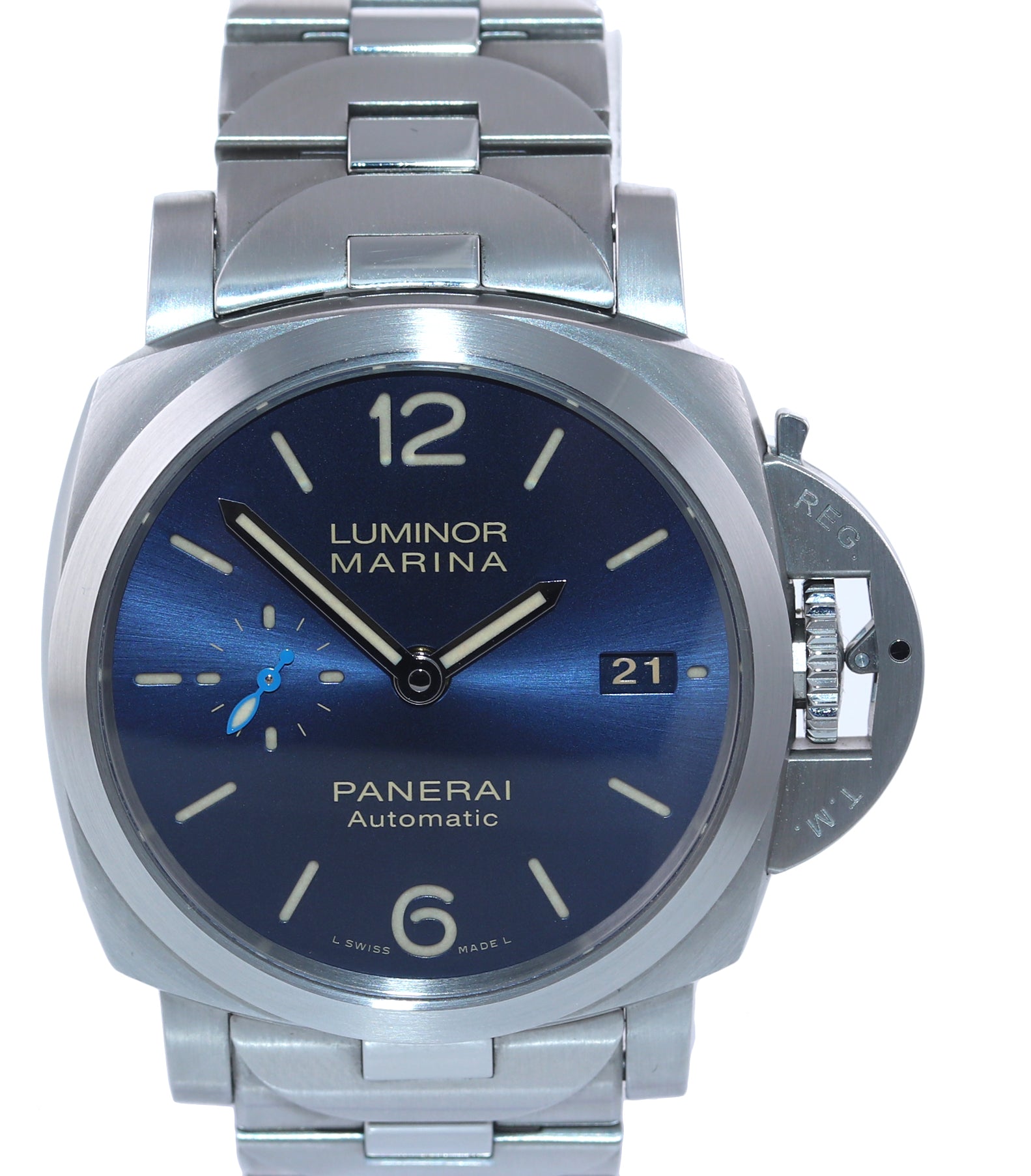 MINT 2019 Panerai Luminor Marina Blue Steel PAM 1028 42mm PAM01028 Date Watch