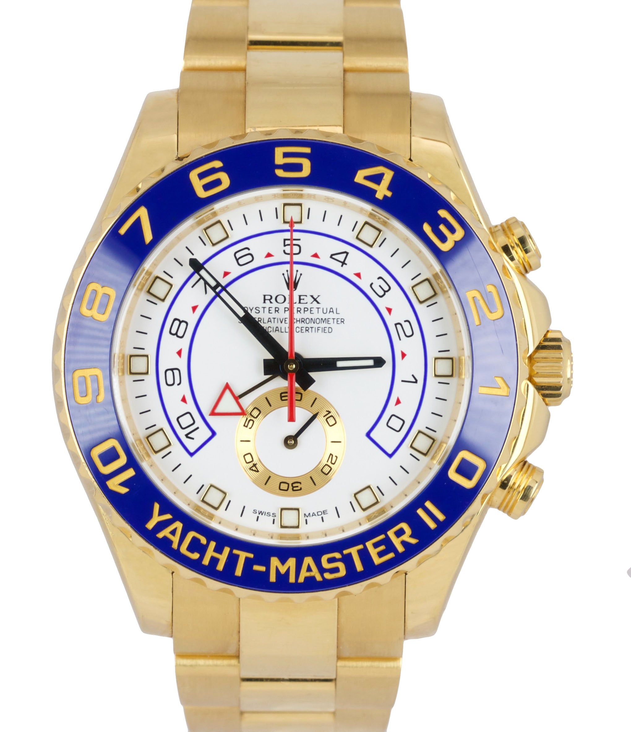2014 BLUE HANDS Rolex Yacht-Master II 2 18K Yellow Gold Blue 116688 44mm Watch
