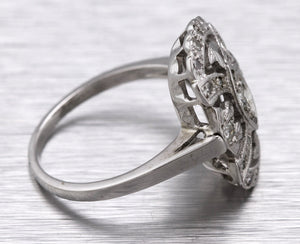 Lovely Ladies Antique Art Deco 14K White Gold 0.34ctw Diamond Cocktail Ring